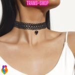 Bijoux travesti - Ras du cou avec cœur en dentelle